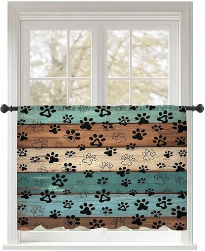 Sheer Curtains 45 Inch Length, Vintage Farmhouse Country Wooden Grain Privacy by Unknown