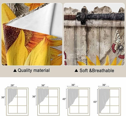 Sunflowers Swag Valances for Windows, Retro Flower Barn Doors Butterfly - Image 5