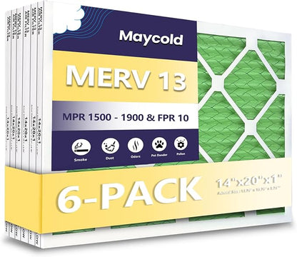 Maycold 14x20x1 MERV 13 Furnace Air Filter, High-Performance HVAC AC Filters by Maycold
