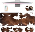 4 in 1 Ergonomic Keyboard Wrist Rest & Mouse Pad Wrist Rest Set, Large XXL Gaming Desk Mat 31.5"x 11.8" with Non-Slip Base, Memory Foam for Home Office Study Gaming, Brown Black Cow Print