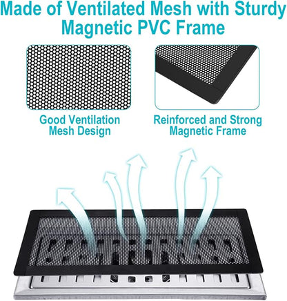 Magnetic Floor Register Vent Covers, 5.5 x 12 Inch Air Vent Filter Mesh - Image 3