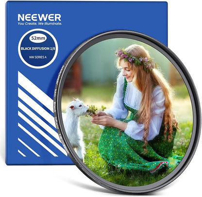 NEEWER 52mm Black Diffusion 1/8 Filter Soft Dreamy Cinematic Effect Filter by Neewer