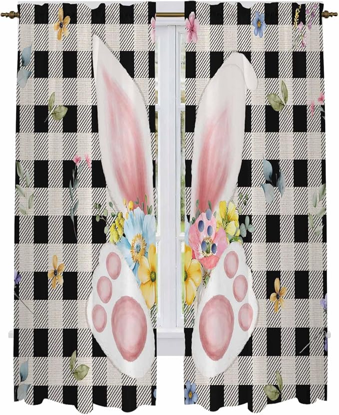 Easter Window Curtains 72 Inch Long 2 Panel Set, Rod Pocket Long Curtains & - Image 2