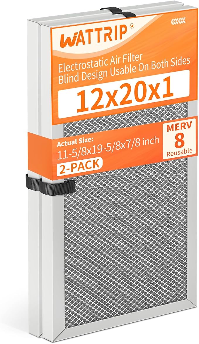 2-Pack 12x20x1 MERV 8 Reusable & Washable Electrostatic Air Filters by BreatheSmartLiveClean