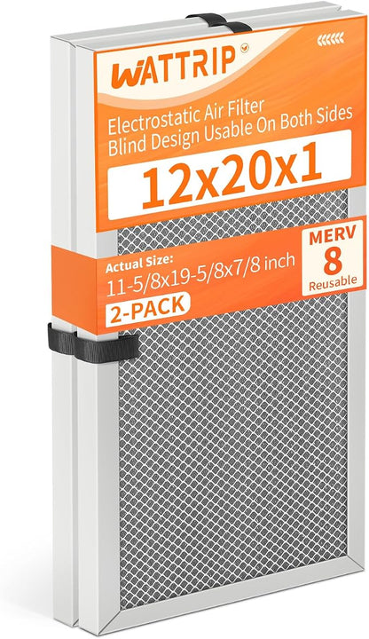 2-Pack 12x20x1 MERV 8 Reusable & Washable Electrostatic Air Filters by BreatheSmartLiveClean