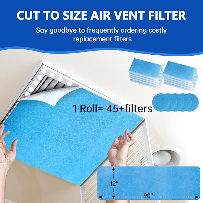 Air Vent Filters 12"x90", 2Roll Cut to Fit Air Filter, MERV 8 Triple Filtration - Image 3