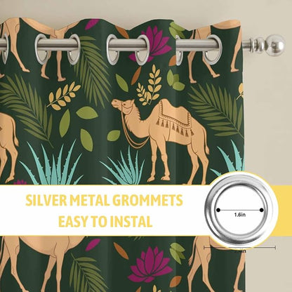 2 Panel Kitchen Cafe Curtains, Retro Desert Camel Sunlight Filtering Nature Air - Image 7