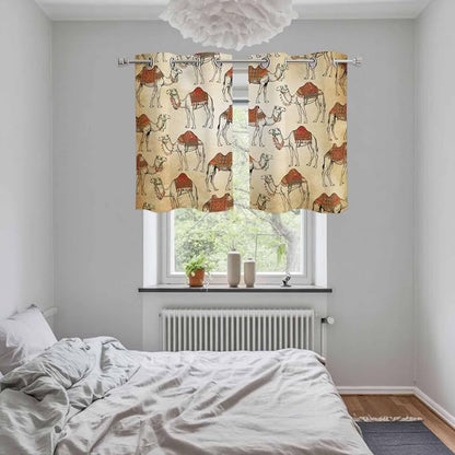 2 Panel Kitchen Cafe Curtains, Desert Sand Camel Sunlight Filtering Nature Air - Image 5