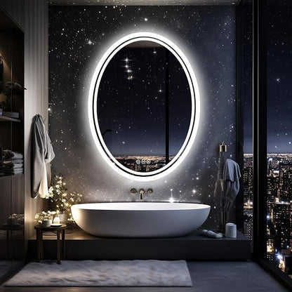 LUVODI Lighted LED Bathroom Mirror: 32”x24” Oval Wall Mounted Dimmable Makeup by LUVODI