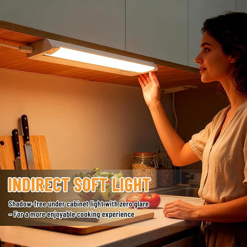 24" 4Pack Hardwired Under Cabinet LED Light Plug in, 16W 1200LM, 3CCT (3000K/4000K/5000K), Rotatable 45°, Connect Up to 10 Fixtures, Under Counter Lights Linkable for Kitchens and Offices