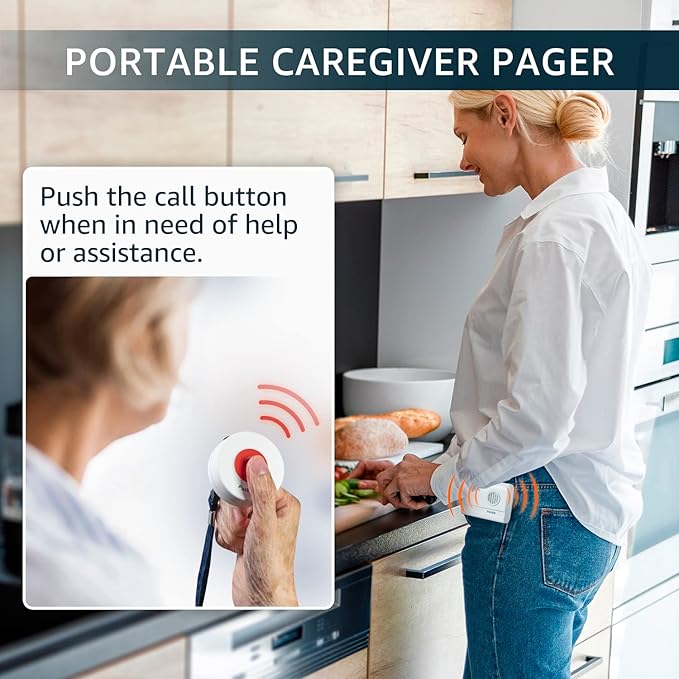 SYNLETT Caregiver Pager Call Button Wireless Call Bell Alert Buttons for Patients Elderly Seniors Home Portable Nurse Call System Bed Alarm Fall Prevention Emergency
