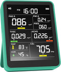 Air Quality Monitor Indoor,13-in-1 Smart Air Quality Tester with PM 2.5, CO2, TVOC, HCHO, PM1, AQI, PM10, Temperature & Humidity, Real Time Display, Battery Powered, for Home & Office (Green)
