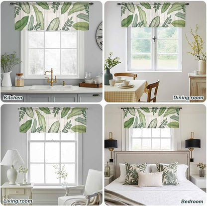 Summer Palm Leaf Sheer Valance Curtains - Image 9