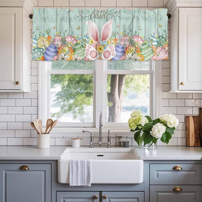 Easter Curtain Valances for Windows, Kitchen Valance Window Treatment, Spring - Image 2