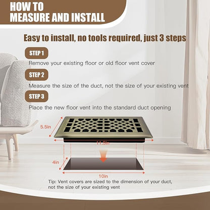 Bronze Color Floor Register Heavy Duty Walkable Steel Ease Adjust Air Vents - Image 6