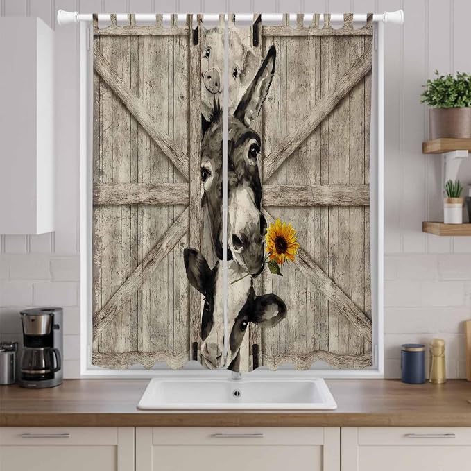 Funny Farm Animals Living Room Curtains 96 Inch Length, Window Curtains Tab Top - Image 9