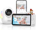 ieGeek 5.5" Baby Monitor,Audio Monitor with 2.5K Ultra HD 2.4G&5Ghz WiFi Camera,Night Light,Face Covering&Cry Detection,Two-Way Talk,Night Vision,Temp&Humidity Sensor,4000mAh Battery,App Control