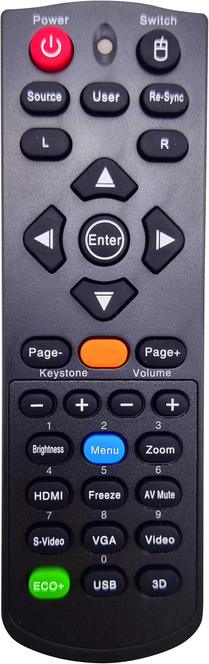 INTECHING BR-5047L Projector Remote Control for Optoma DH1011, EH300, HD131X, HD131Xe, HD131Xw, HD25, HD2500, HD25e, HD25-LV, HD25-LV-WHD, HD30, HD30B