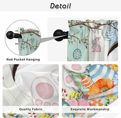 Easter Window Curtains 72 Inch Long 2 Panel Set, Rod Pocket Long Curtains & - Image 9