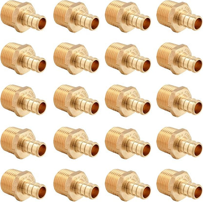 20 PCS EFIELD Pex Barb Crimp Brass Fittings 1/2 inch x 1/2 inch NPT Male Adapter by EFIELDPEXTUBING