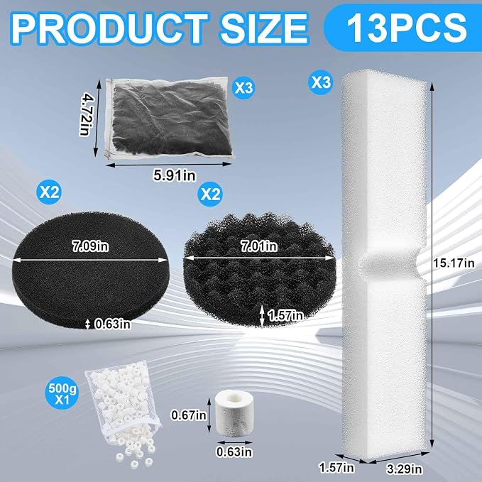 12 Pcs Aquarium Filter Media Kit Compatible - Image 2