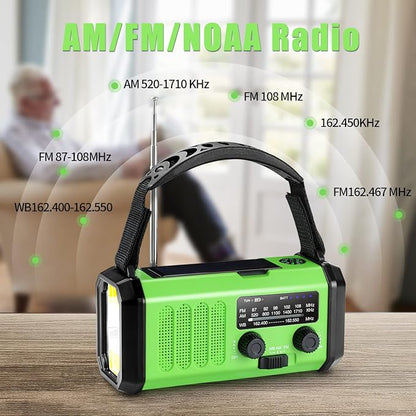 Hand Crank Emergency Radio, 10000mAh Solar Powered NOAA/AM/FM Weather Radio - Image 3