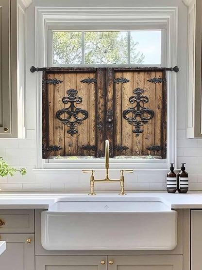 Sheer Curtains 45 Inch Length, Barn Door Semi Sheer Curtains Light Filtering - Image 3