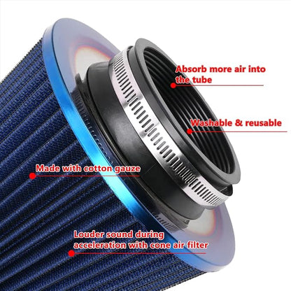 Cold Air Intake Filter, High Performance, Washable Filter, Clamp-On Replacement - Image 4