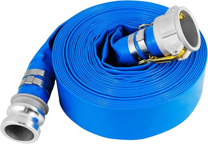 1.5" x 50 Ft Discharge Hose, Heavy Duty PVC Lay Flat Water Backwash Hose by Unknown