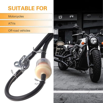 Car Fuel Filter Kit, 39.3" Hose and 3 Filter and Petcock Valve - Image 7
