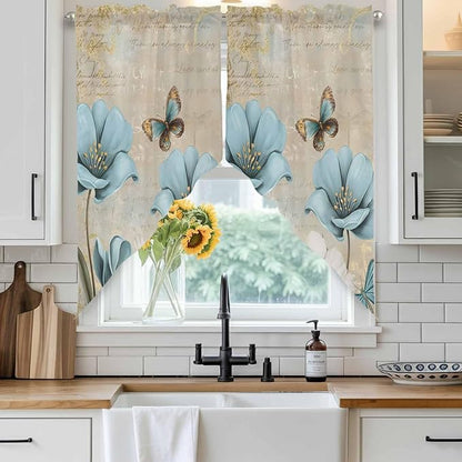 Spring Flowers Swag Valances for Windows, Vintage Rustic Tulips Floral - Image 2