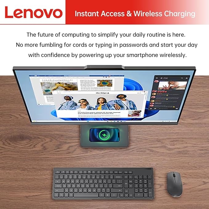 Lenovo IdeaCentre Business All-in-One, 27" FHD Touchscreen 100Hz, AMD Ryzen 5 7535HS, 64GB DDR5 RAM, 2TB SSD, Webcam, Wireless KB & Mouse, Windows 11 Home, Bundle with Adata 64GB USB Flash Drive