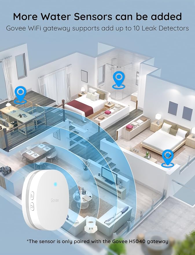 Govee Water Leak Detectors 2 Pack, 100dB Adjustable Audio Alarm Sensor, Sensitive Leak and Drip Alert, for Kitchen Bathroom Basement (Cannot Connect to Wi-Fi Directly)