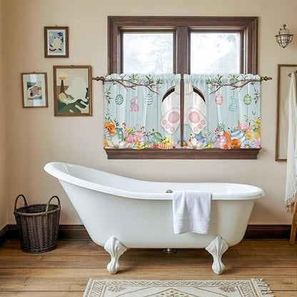 Easter Bunny Kitchen Tier Curtains 24 Inch Long 2 Panel Set, Rod Pocket Cafe - Image 5