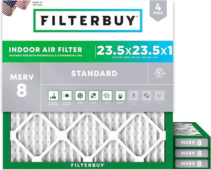 Filterbuy 23.5x23.5x1 Air Filter MERV 8 Essential Dust & Allergy Defense by Filterbuy