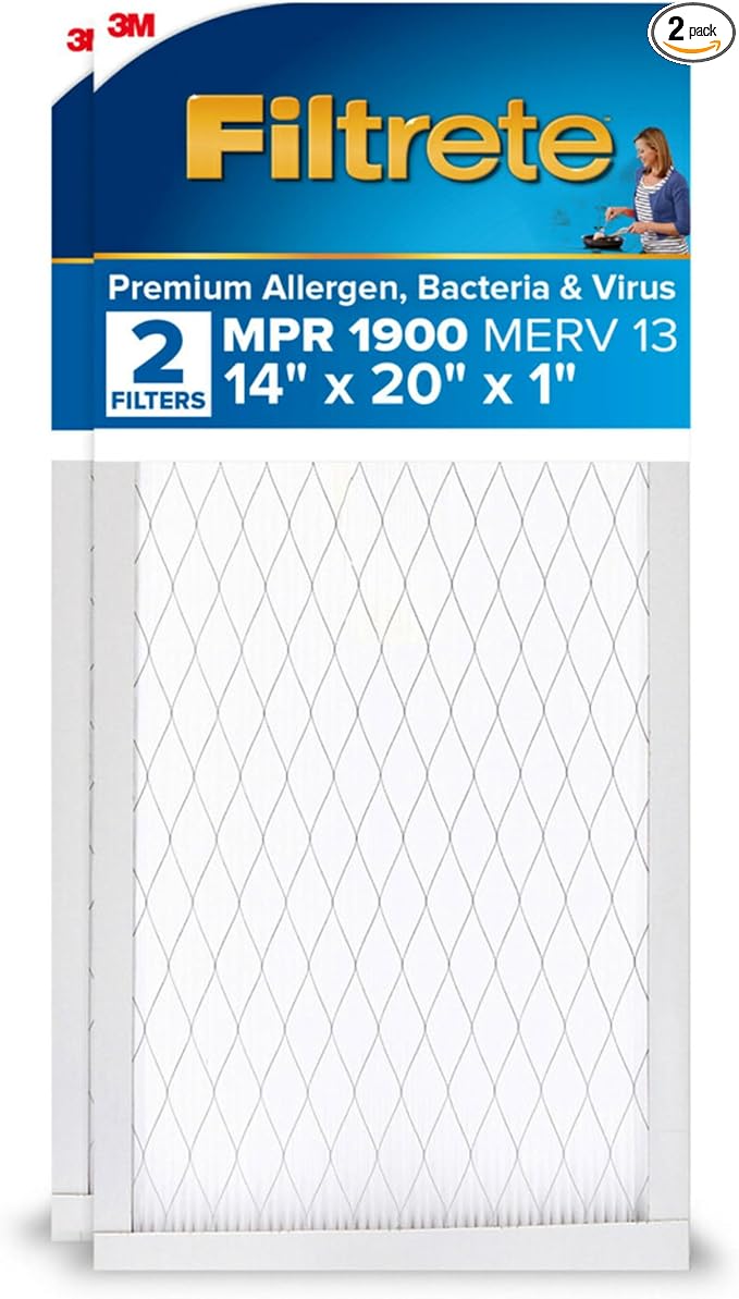 Filtrete 14x20x1 AC Furnace Air Filter, MERV 13, MPR 1900, Premium Allergen by Filtrete
