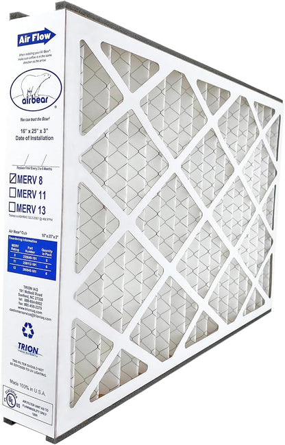 16x25x3 TRION Air Bear Cub Pleated HVAC Air Filter MERV 8 - Image 2