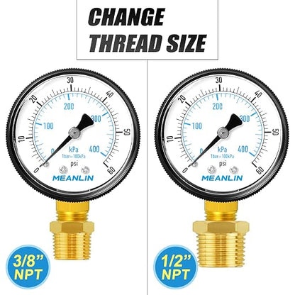 MEANLIN MEASURE 1/4" NPT 0-60Psi 2" FACE DIAL Swimming Pool Water Pressure - Image 3
