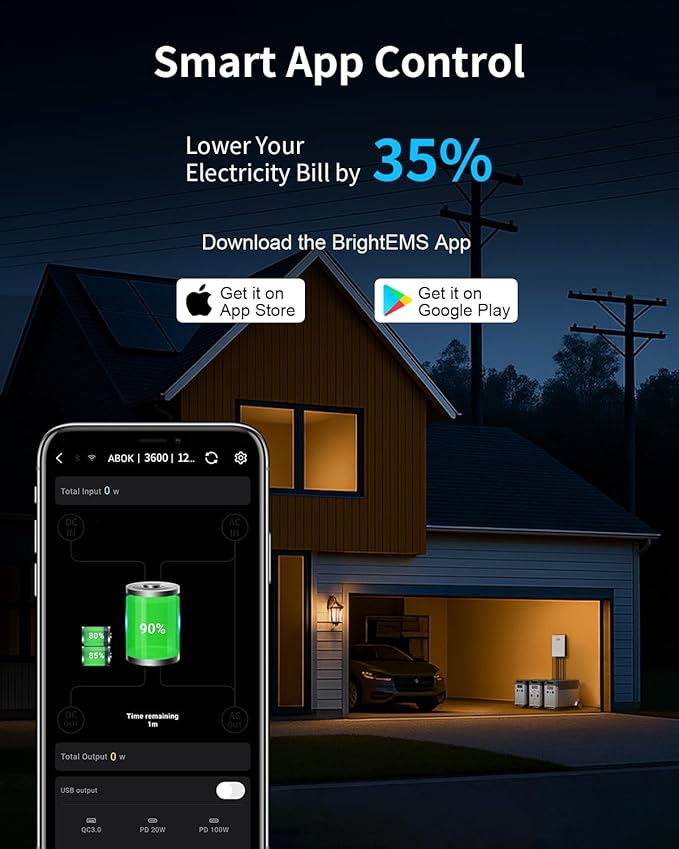 Portable Power Station with Extra Battery, 3840Wh LiFePO4 Battery, 3600W Electric Solar Generator for Garage, Home, Off-Grid Living, Camping, RVs, Outdoor Adventures