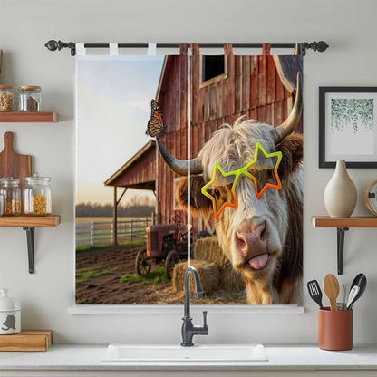 Farm Yaks Living Room Curtains 84 Inch Length, Window Curtains Tab Top - Image 3