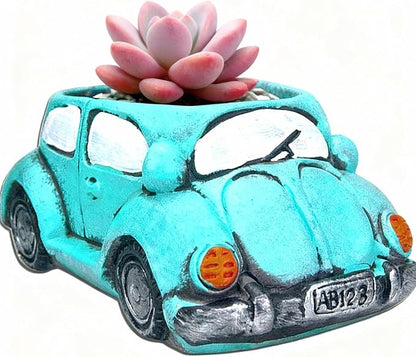 Cute Light-Blue Car Succulent Planter Pot, Flower Pots Succulent Plants by Ascrafter