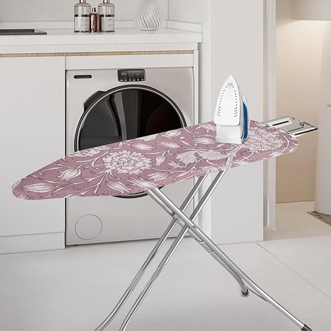 ZCFYGDX Ironing Board Cover,Scorch-Resistant Standard Nose Pocket, Elastic Edges,Iron Decor Covers St&ard Size-L,Nylon Buckle Straps Hook & Loop Fastener Strap,Home Decor Pink Floral Print