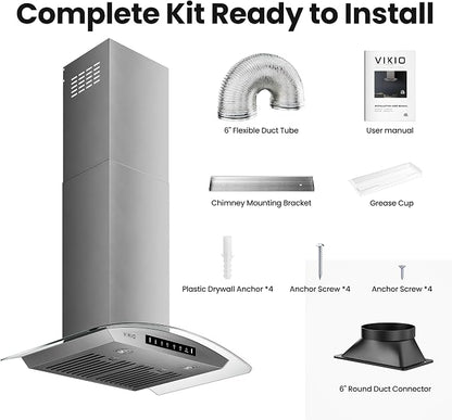36" Wall Mount Range Hood Tempered Glass 900 CFM, Kitchen Chimney Vent - Image 8