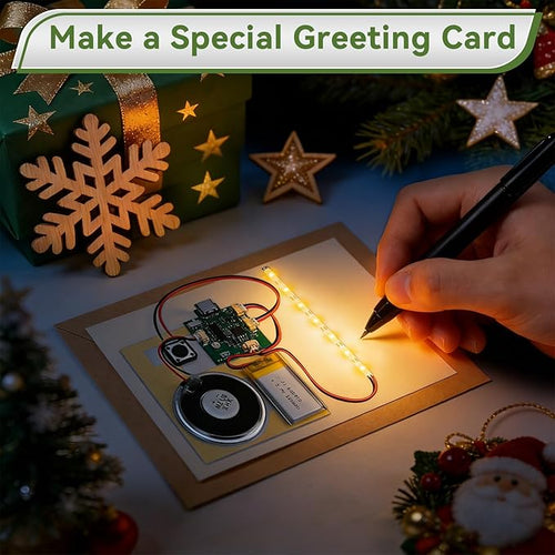 2PCS Customize Recording Module with LED Strip DIY Music Voice Recording Module Chip with Speaker,Type-C Cable,Capability16 Minutes Music for Personalized Greetings, Holiday Crafts Cards with Manual