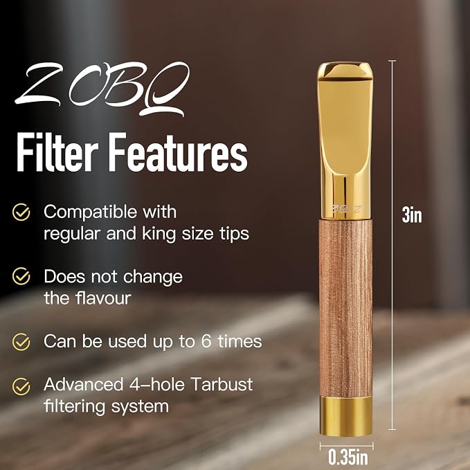 Reusable Washable Cigarette Filter Handcrafted Wood Metal Smoking Cigarette - Image 4