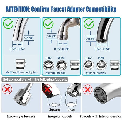 Vortopt Faucet Filter, NSF Certified, 400 Gallon High Efficiency Water - Image 2