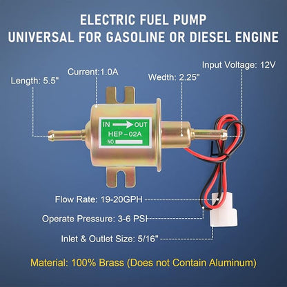 Universal Electric Fuel Pump Kit 12v 3-6 PSI Low Pressure - Image 3