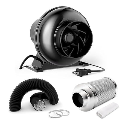 InfiniPower 195 CFM Inline Ventilation Fan 4" Air Carbon Filter and 4 Inch 8 by InfiniPower