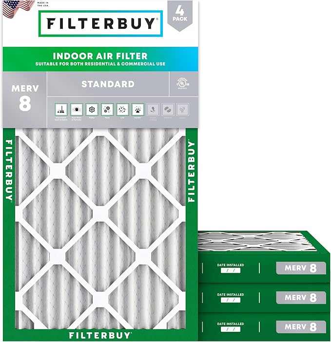 Filterbuy 14x30x2 Air Filter MERV 8 Essential Dust & Allergy Defense, by Filterbuy