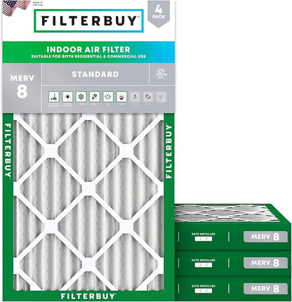 Filterbuy 14x30x2 Air Filter MERV 8 Essential Dust & Allergy Defense, by Filterbuy